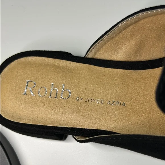 Rohb by Joyce Azria Black Suede Pointed Toe Mules Size 6.5 - Picture 2 of 8
